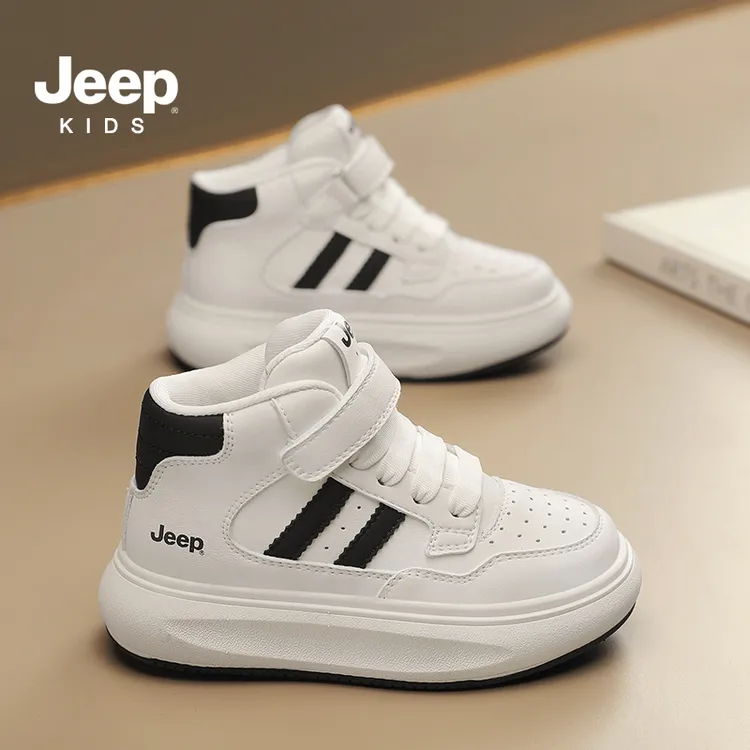 jeep儿童运动鞋男童2025秋季新款中大童学生小白鞋女童高帮鞋秋冬