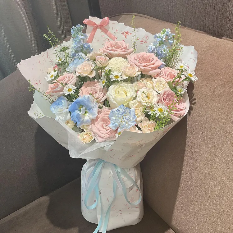 曼塔玫瑰紫罗兰混搭花束成品彷真花永生皂花生日礼物送女友闺蜜