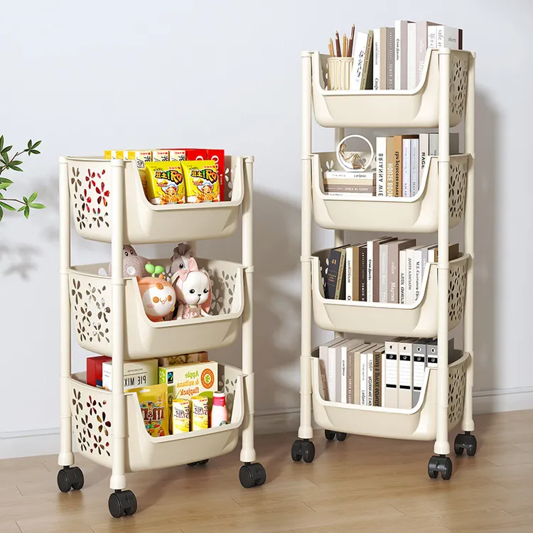 七厨房置物架蔬菜架落地零食小推车多层收纳架子可移动放菜篮筐子