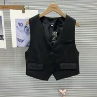 9083【凡家衣橱】马甲女士春秋修身马甲套装黑色修身型无袖马夹