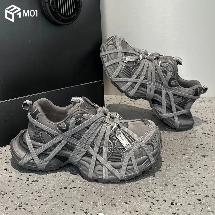 M01欧洲站系带女2025新款秋冬加绒厚底增高轻便运动休闲跑步鞋