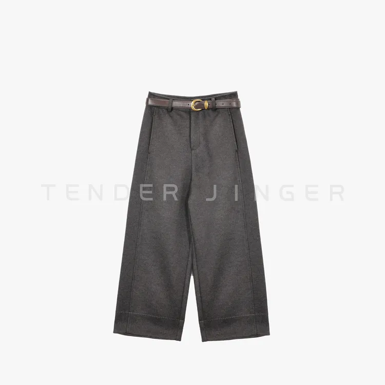 Tender Jinger｜复古显瘦休闲绵羊毛混纺直筒裤T54MBY50493