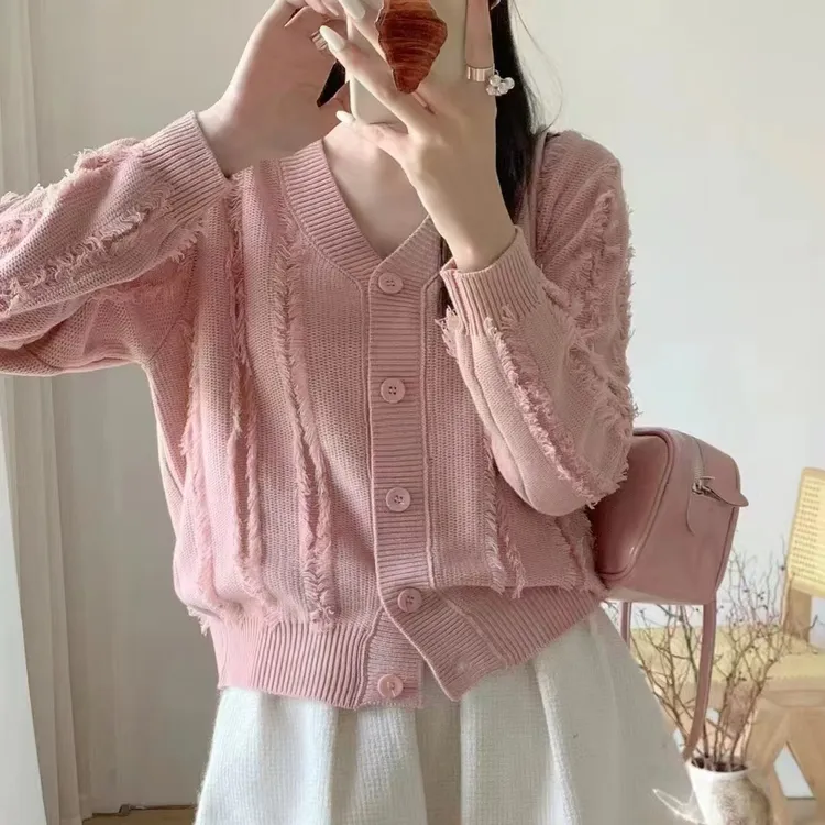 厚中老年纯色网红圆领气质长袖针织毛衣温柔外套秋冬针织衫mm显瘦