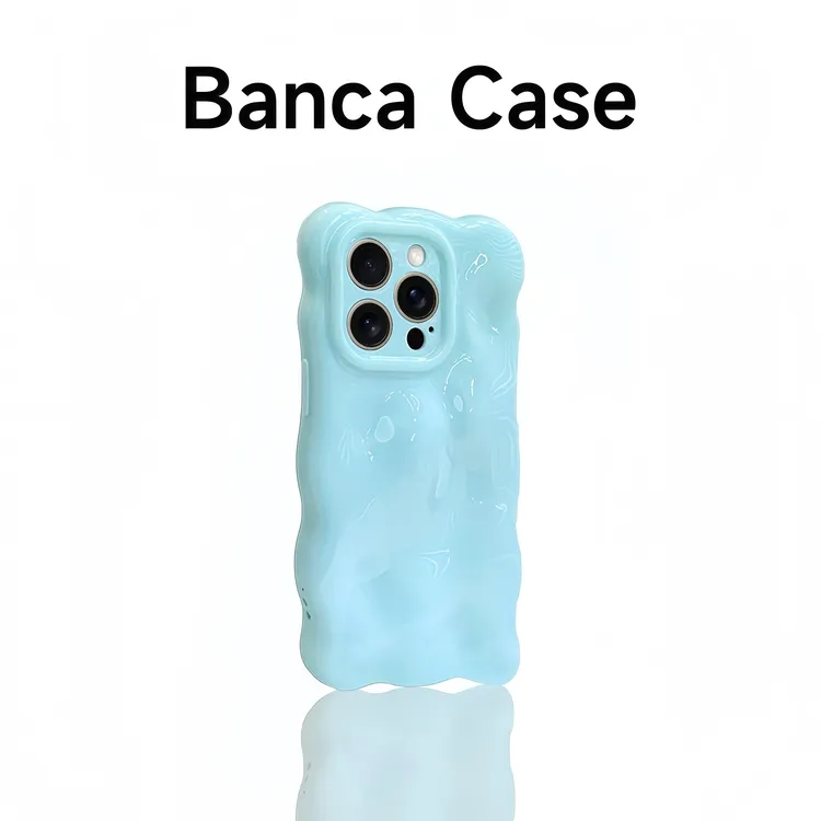 BANCA奶蓝色波浪云朵壳适用苹果16promax手机壳iPhone15/14/13/12