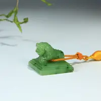 【泓贝珠宝-D749】和田玉碧玉老料精雕雄狮印章