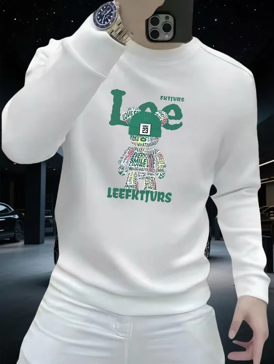 潮牌个性重磅圆领痞帅街头休闲百搭秋冬季印花时尚男士潮流卫衣