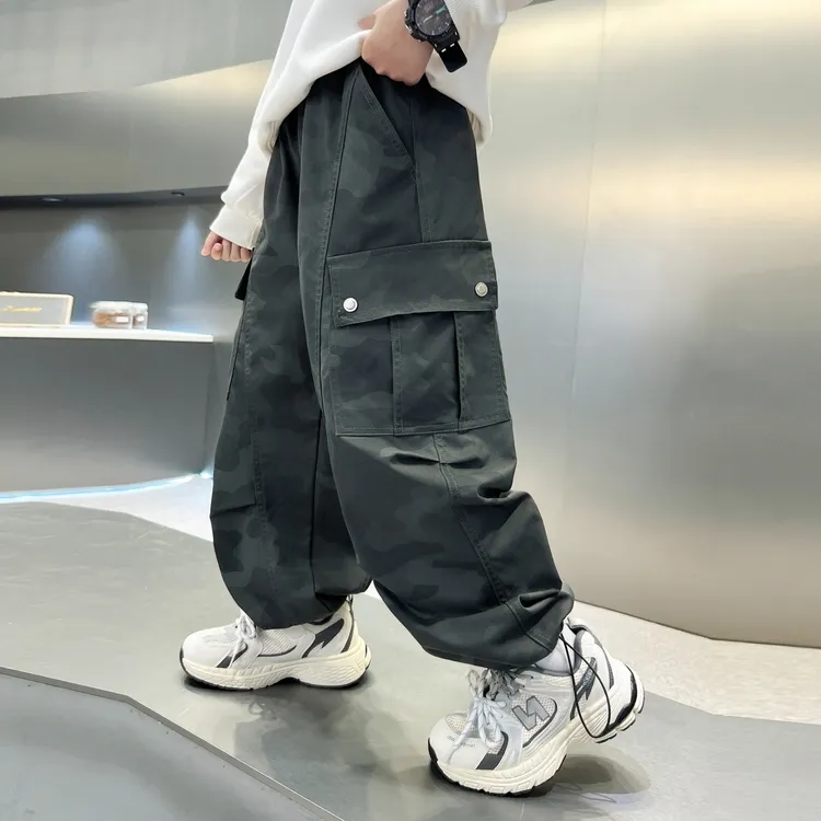 儿童装男童秋装裤子春秋款2025新款秋季迷彩中大童工装休闲男孩潮