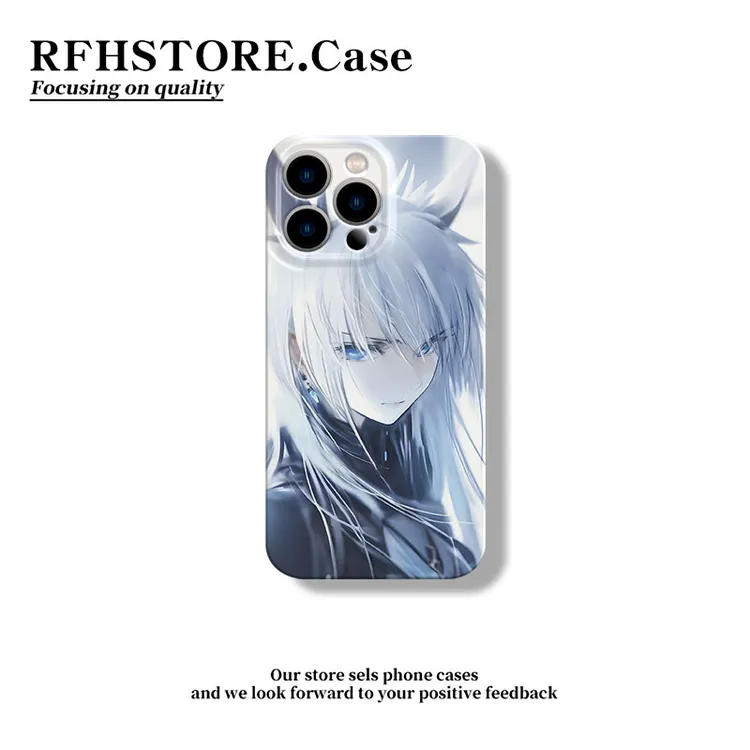 ZMGX白发蓝眼动漫少女适用苹果16菲林手机壳华为P70oppo小米vivo