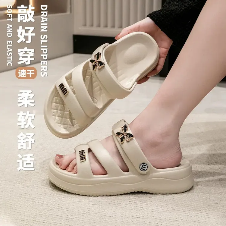 凉拖《两穿凉拖》，蝴蝶结点缀，超轻，超舒服，休闲时尚