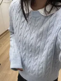 韩国代购.baby蓝   麻花毛衣L25090504
