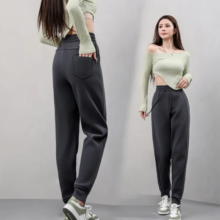 时尚设计感运动束脚休闲裤女2025年新款爆款遮肉显瘦修身百搭女裤