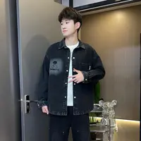 青少年学生休闲牛仔衬衫夹克外套男春秋新款舒适潮流时尚百搭外套