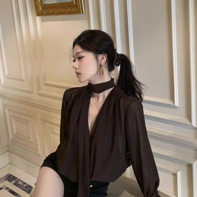 MOOD飘带桑蚕丝衬衫女高端2025新款高级感轻奢衬衣秋季百搭