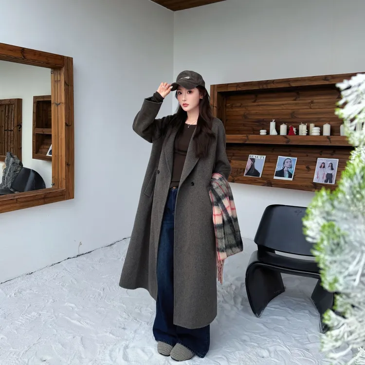 Moprobably李予诺「苔意」"绵羊毛"定纺染廓形双面呢外套L5460016