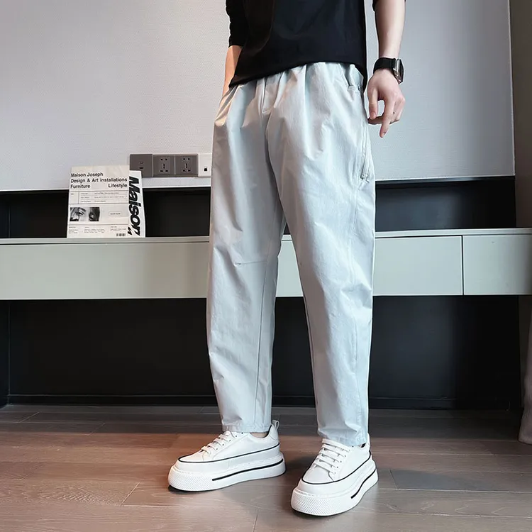 殿若潮牌设计感裤子男宽松九分男裤新款春秋季潮流痞帅风休闲裤潮