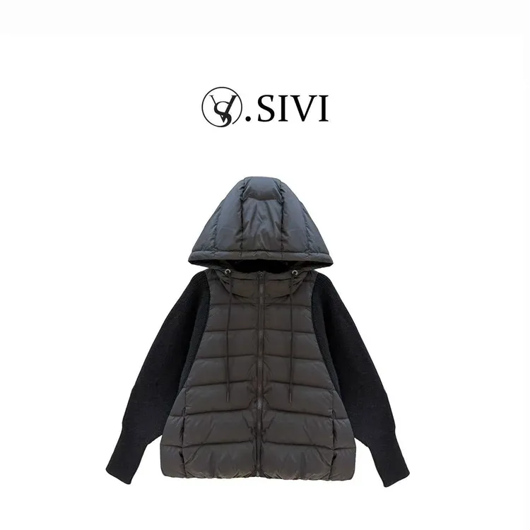 熙薇【秋月寒江】秋冬季新款拼接羽绒服休闲外套H5645