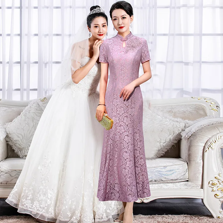 5927高贵喜婆婆婚宴装夏季新款中式旗袍敬酒服婚礼喜服修身优雅