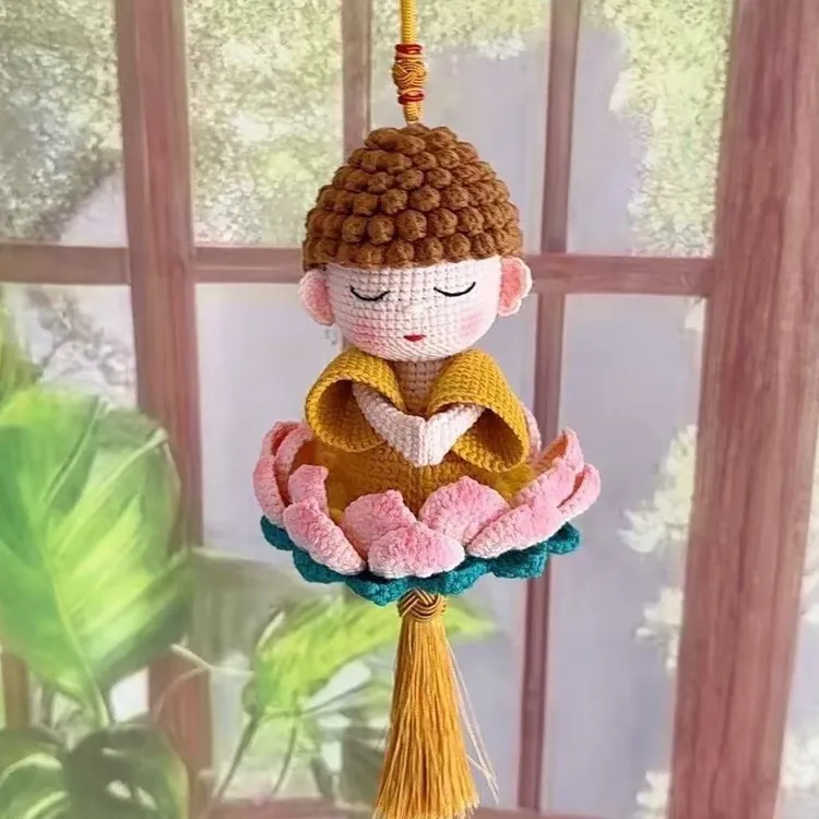 莲花佛陀车载摆件diy毛线钩针钩织编织材料手工自制挂件玩偶礼物