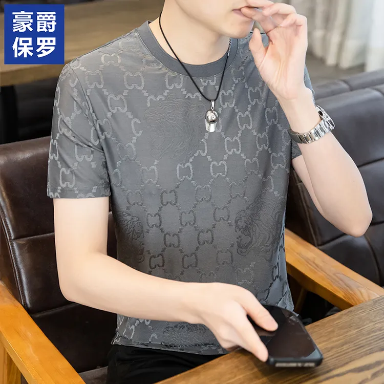 豪爵保罗【冰丝凉感】夏季T恤休闲圆领百搭薄款男士透气修身862115