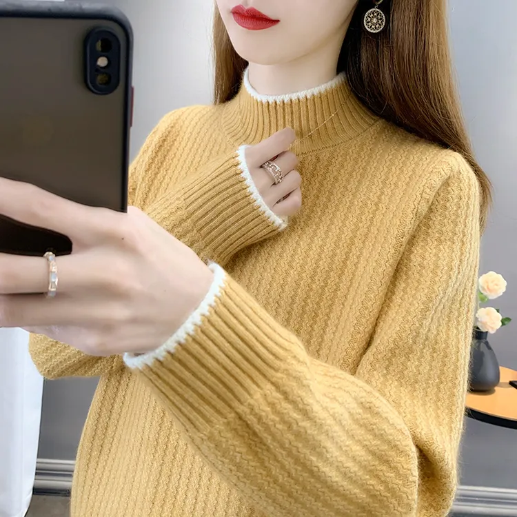 半高领加厚麻花毛衣女2025秋冬爆款打底衫宽松外穿软糯针织衫内搭