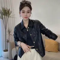 2025初秋时尚气质短款女装皮衣外套8866
