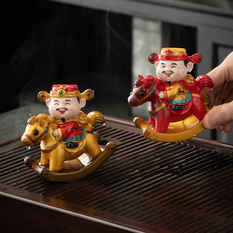 创意变色财神爷茶宠摆件精品可养个性趣味摇摇椅茶玩茶桌面装饰品