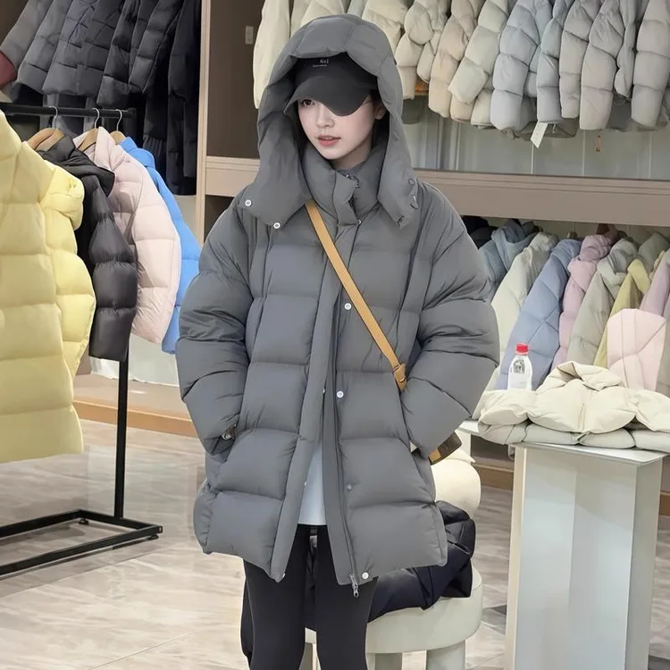 白鸭绒羽绒服女2025冬季新款韩版宽松泡芙小个子加厚保暖面包服