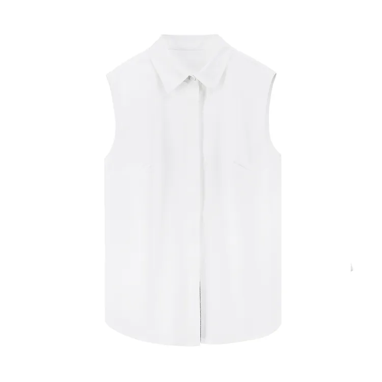 Childe Yao【伴侣】无袖衬衫领女百搭坎肩上衣打底背心衬衣叠穿3249