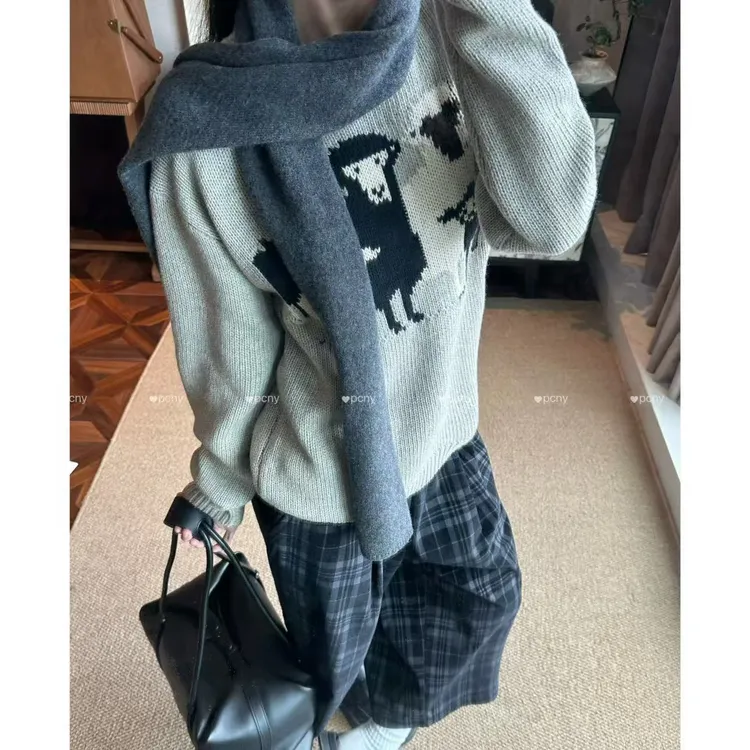 PCNY不理理“芳汀小羊”进口美利奴羊毛不扎人时尚百搭圆领针织衫