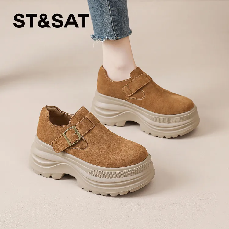 星期六厚底勃肯鞋女款2026春季新款小个子增高休闲鞋一脚蹬懒人鞋