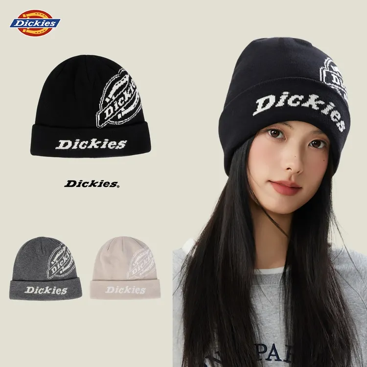 Dickies刺绣针织帽秋冬百搭时尚冷帽休闲百搭保暖帽子冬季加绒帽