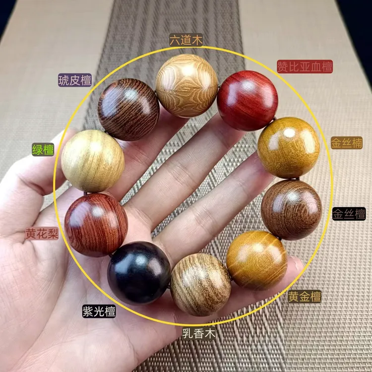 多宝珠佛珠手串男女手串绿檀木多种檀木手串男士高级感手串时尚款