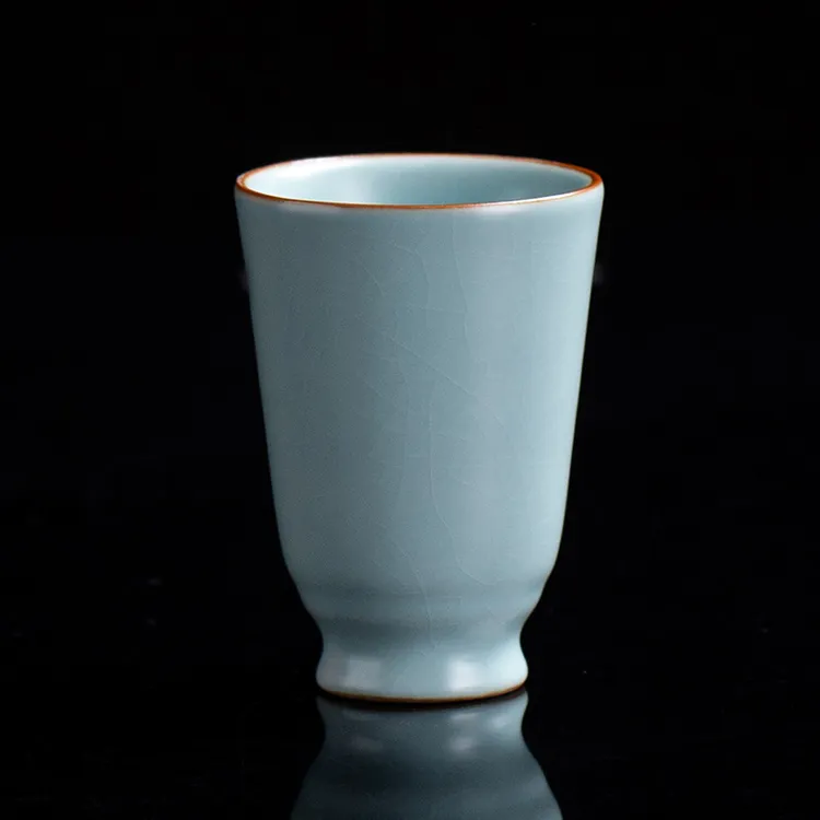 汝窑闻香杯高档天青色汝瓷喝茶品茗杯单杯功夫茶具开片可养手握杯