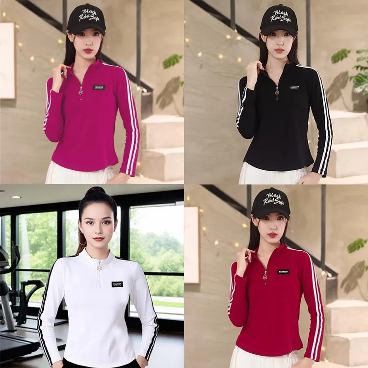 2025春秋新款广场舞服装长袖上衣女士拉链长袖健身运动服