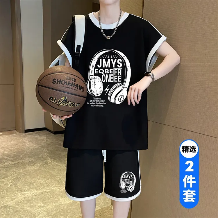 稻草人薄款男大学生夏季套装青少年男夏装球服休闲运动套专柜品质