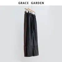 GRACE GARDEN【皮裤！】松紧腰宽松阔腿休闲皮裤XXK5I1604