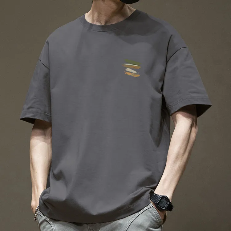 纯棉短袖男款t恤圆领男装百搭穿搭衣服夏季半袖简约宽松ins