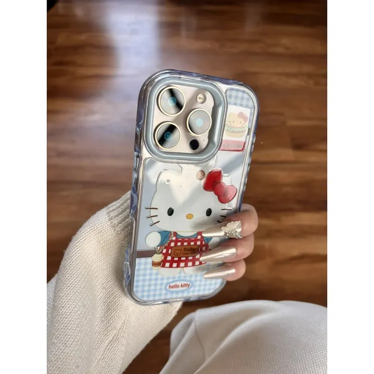 格纹汉堡kt猫适用iPhone15promax手机壳苹果16pro保护套14新款13x