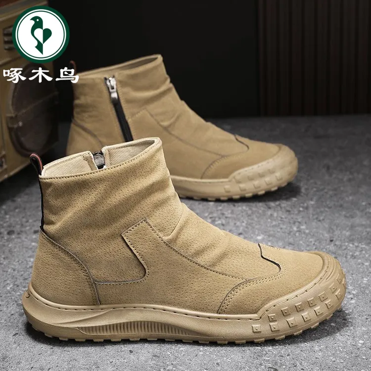 啄木鸟男鞋新款时尚百搭休闲马丁靴子男款户外防滑耐磨工装劳保鞋