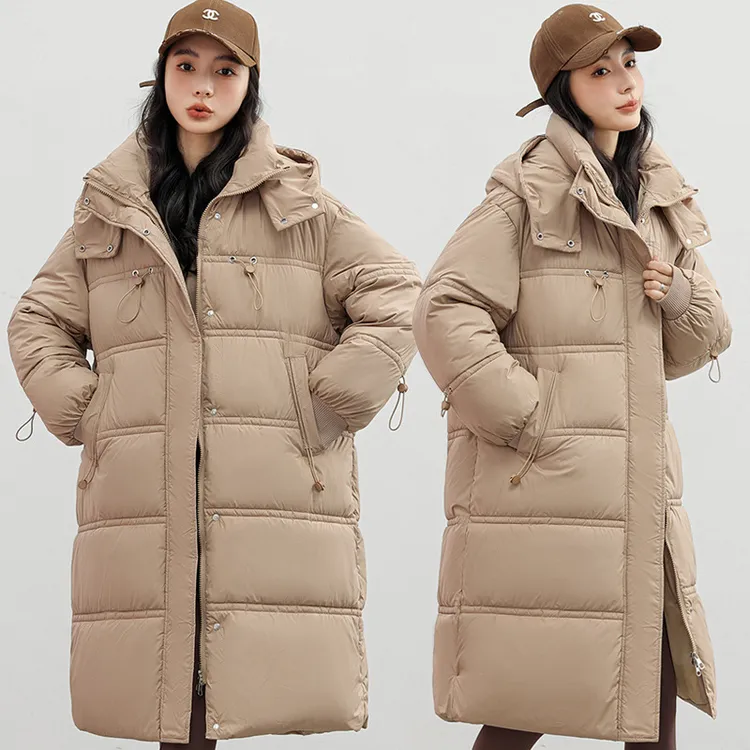 新款加大码羽绒棉服女士冬季加厚中长款立领脱卸帽保暖厚款外套