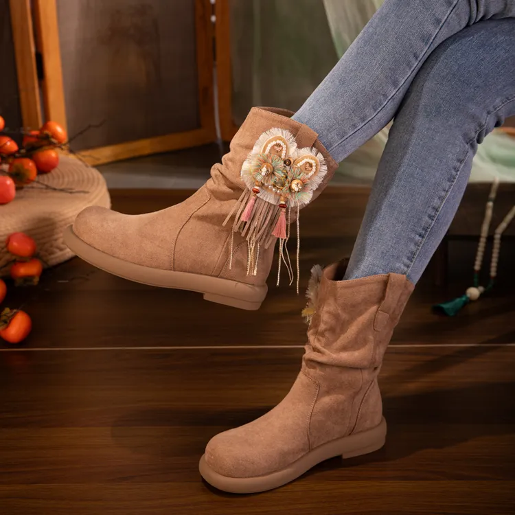 复古原创虎头鞋保暖防滑经典秋冬美拉德风靴子女款爆款2025新款 