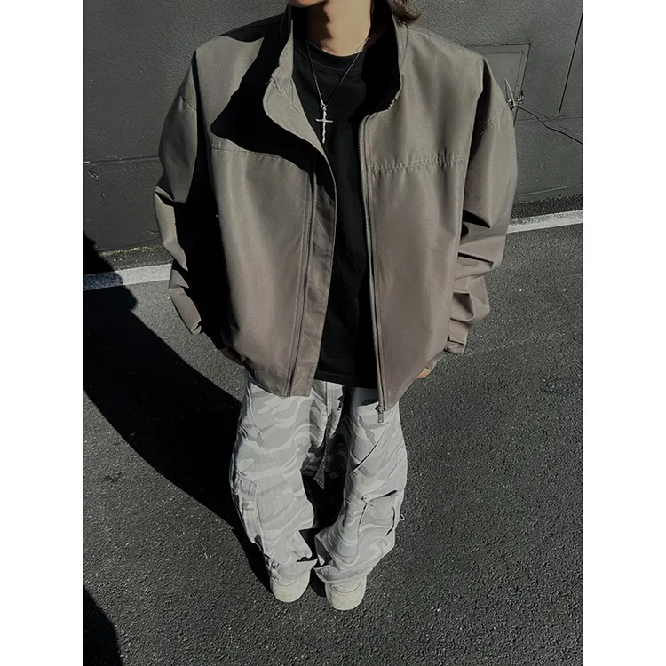 美式立领教练夹克工装三防外套男秋季宽松飞行员潮流休闲冲锋衣