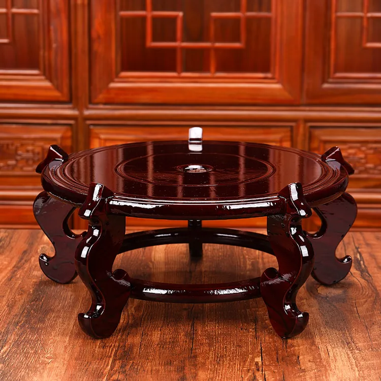 实木质感底座花盆木质架泡酒瓶花架子奇石摆件海螺香炉盆栽室内