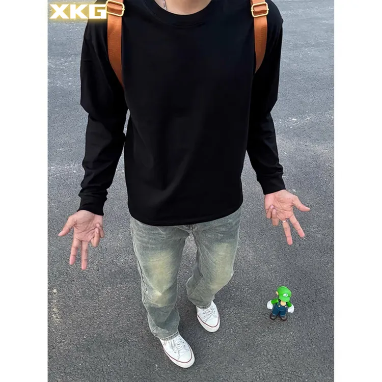 Cleanfit正肩长袖T恤索罗娜秋冬长袖T恤纯色内搭重磅打底衫高级感