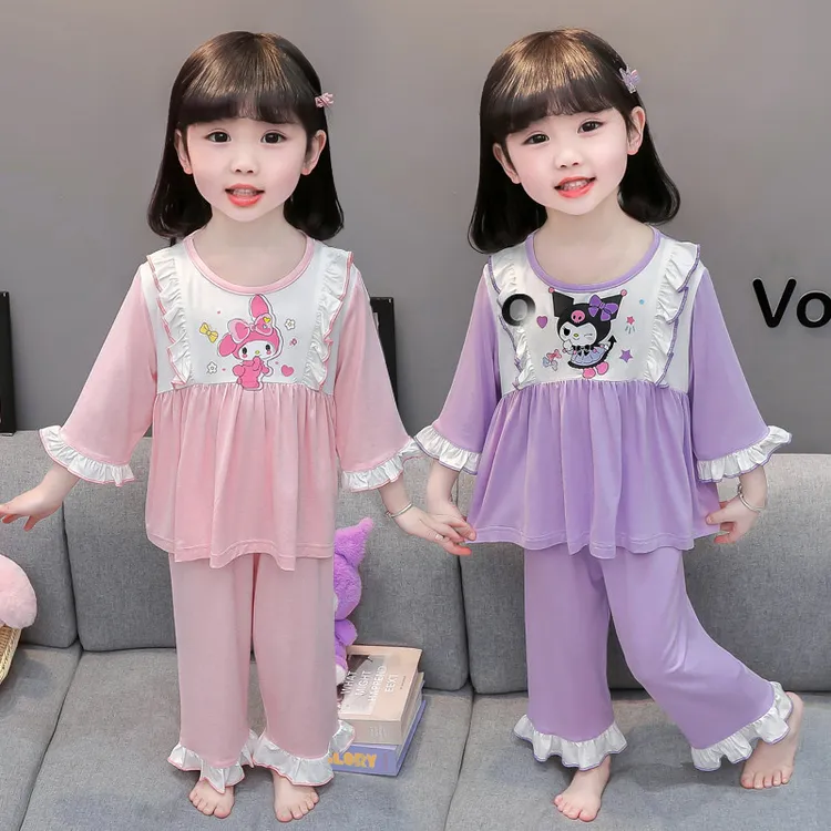 高品质女孩库洛米夏季长袖空调服薄款儿童睡衣女童2025新款家居服