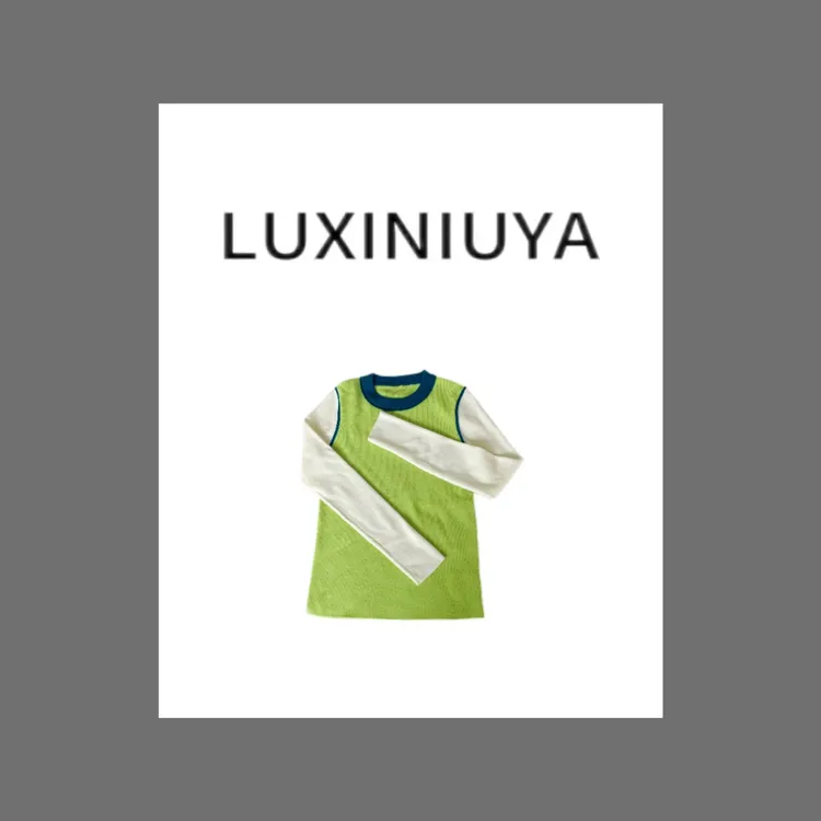 【LUXINIUYA】内搭新宠 100超细羊毛撞色温柔针织衫时尚上衣#CX2260