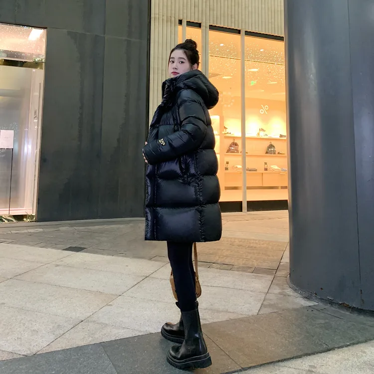 黑色羽绒服女中长款2025冬季新款韩版小个子宽松加厚保暖外套东北