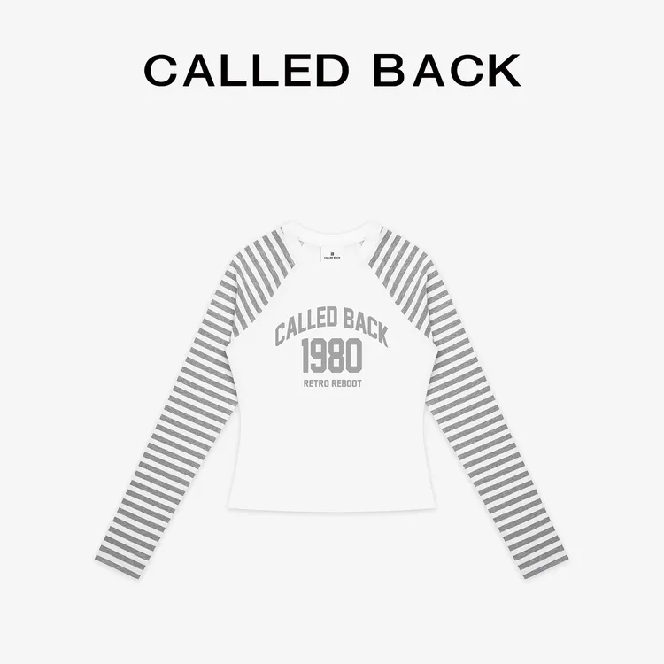 CALLED BACK秋新款百搭休闲修身内搭打底拼接条纹长袖上衣女