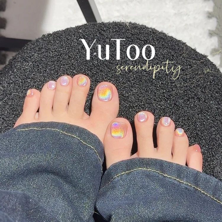 YuToo /【 一抹彩虹】 脚甲十二片装  纯手工光疗穿戴甲显白夏季