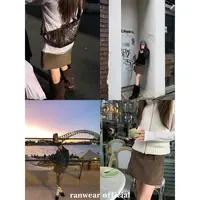 Ranwear 腿精的诞生 du家复古时髦自带腰带a字低腰半裙